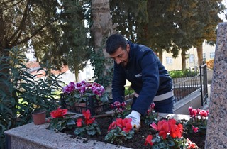 Şehitliklere Titiz Bakım